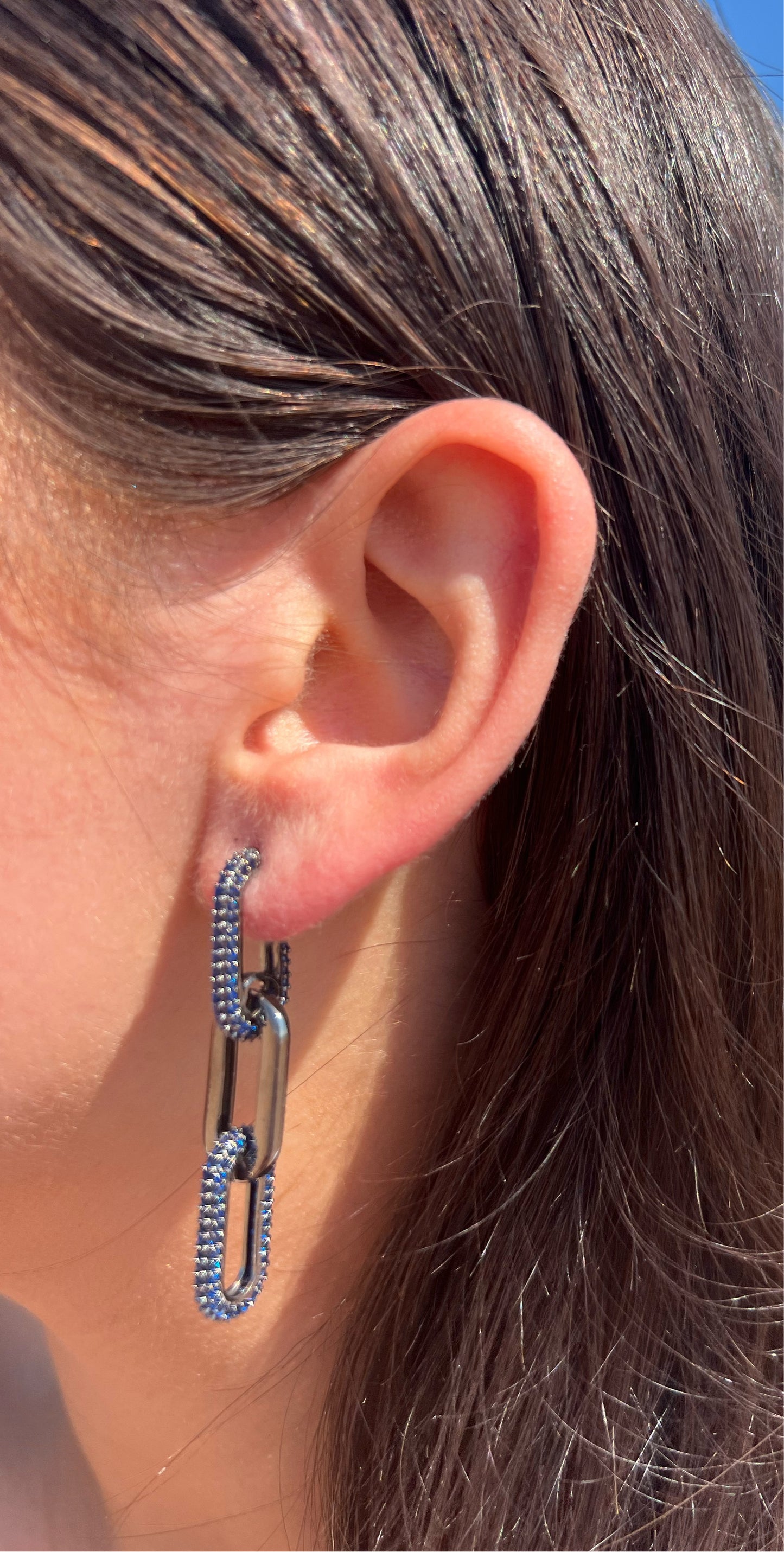 Blue Sapphire X Black Rhodium Earrings