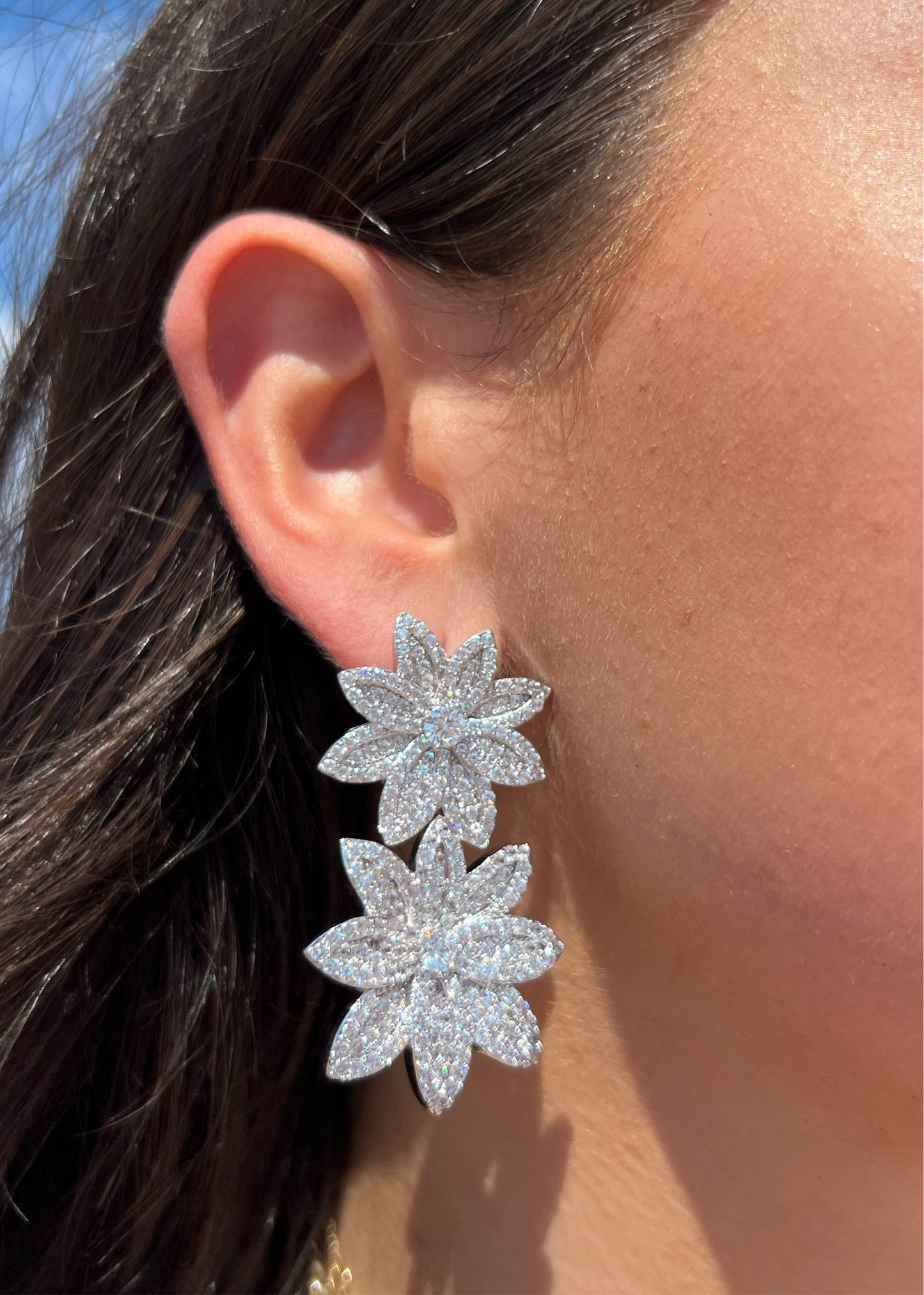 Double Flower Cocktail Earrings