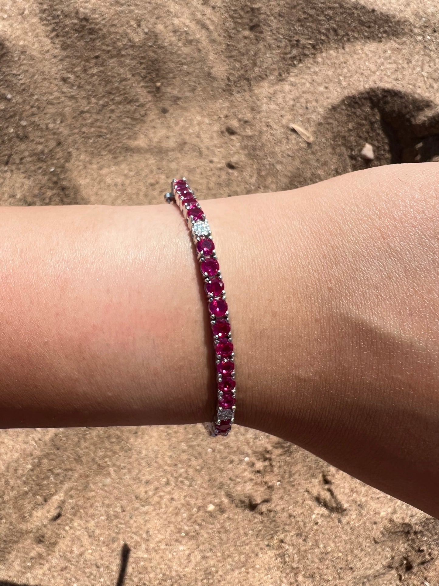 Pink Ruby X CZ Tennis Bracelet