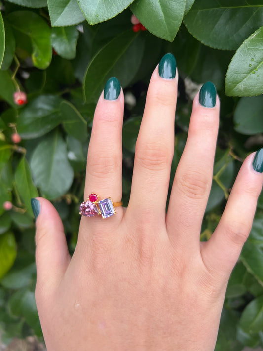Pinks & purple Stoned Ring