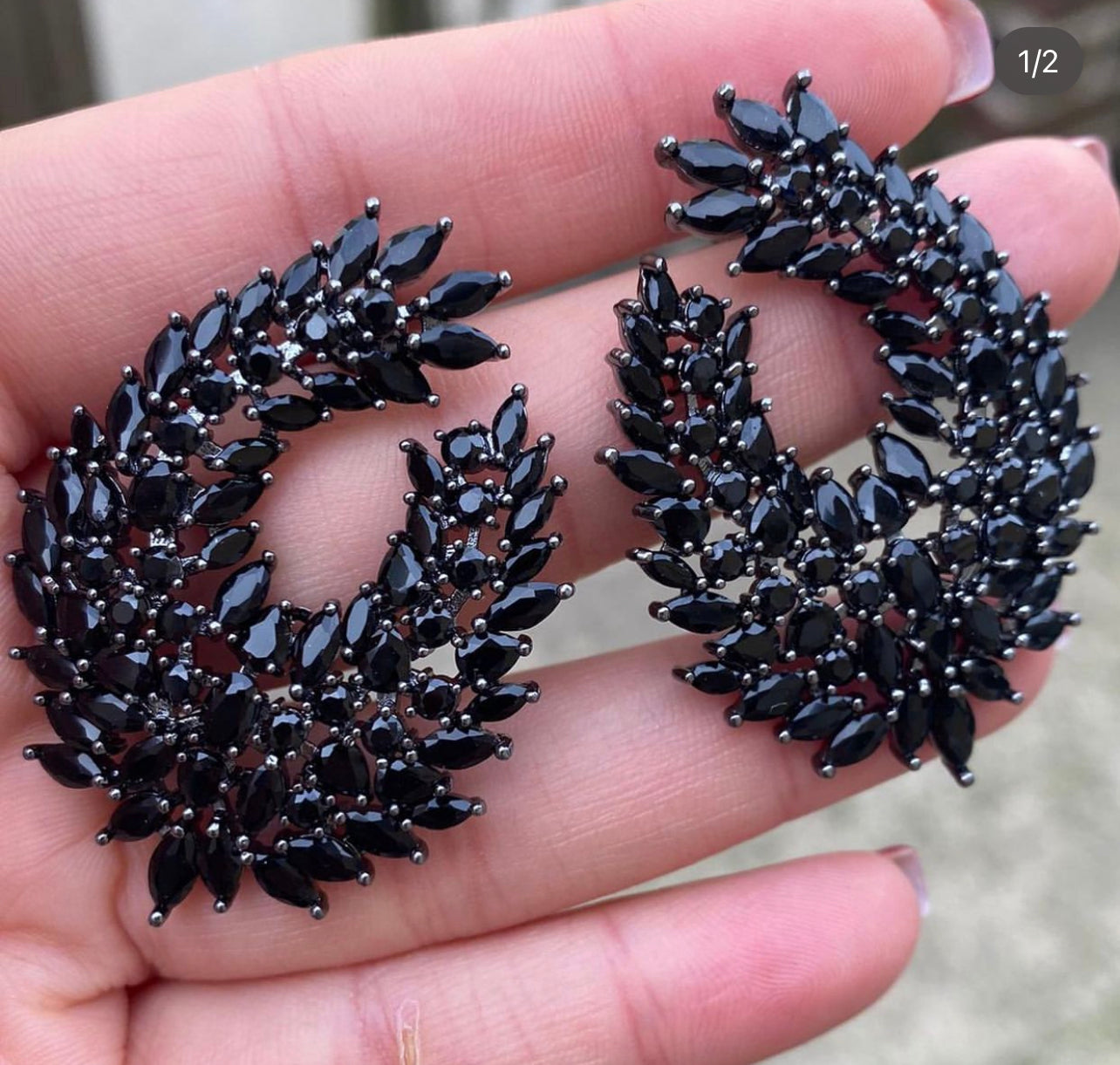 Black Fanned Earrings