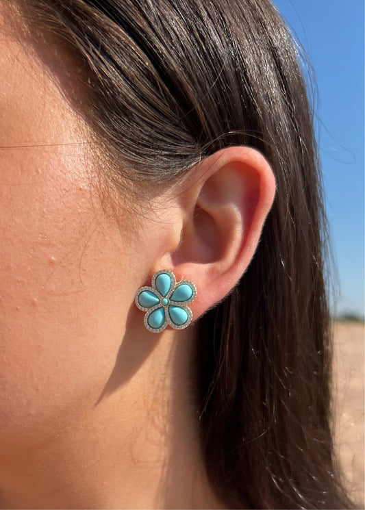 TURQUOISE X FLORAL EARRINGS