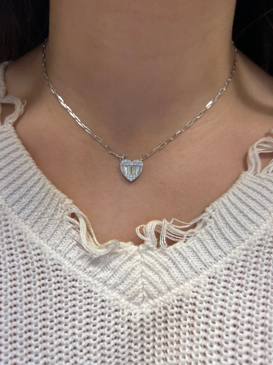 Baguette heart necklace