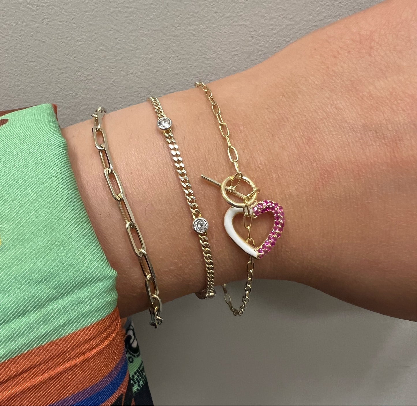 Linked Paper Clip Heart Bracelet