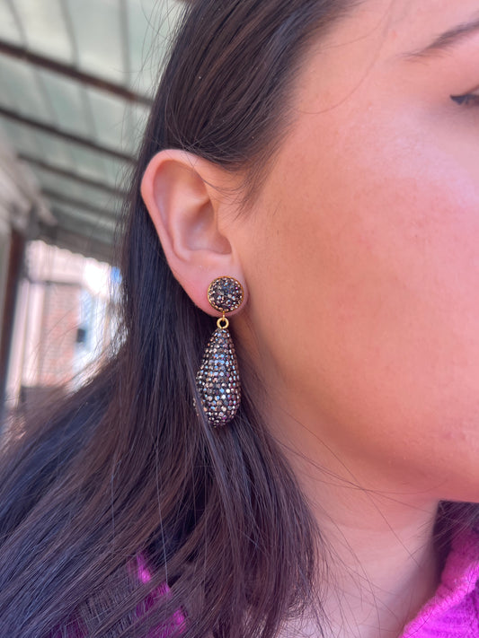 Black Swarovski drop Hanging Earrings