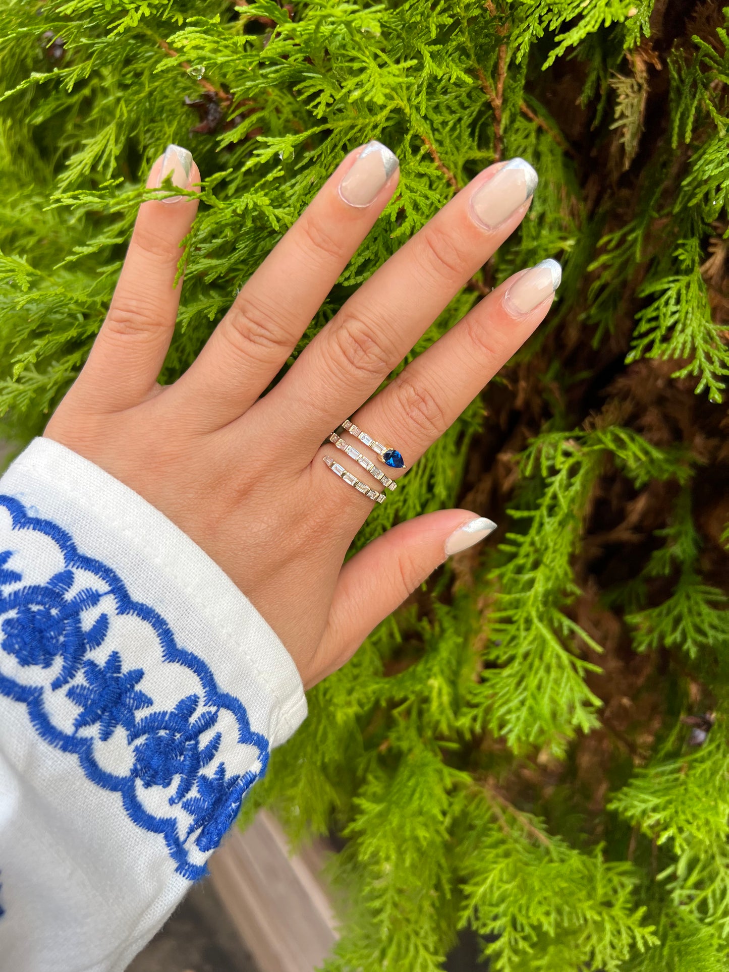 Spiral Ring with Blue Sapphire