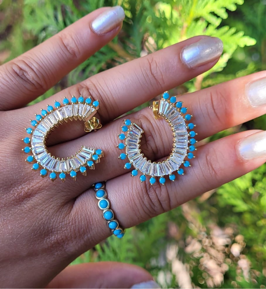 Turquoise Spiked Earrings