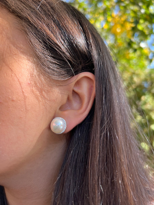 Pearl X CZ Earrings
