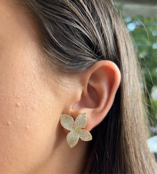 Flower Pave Petal Earrings