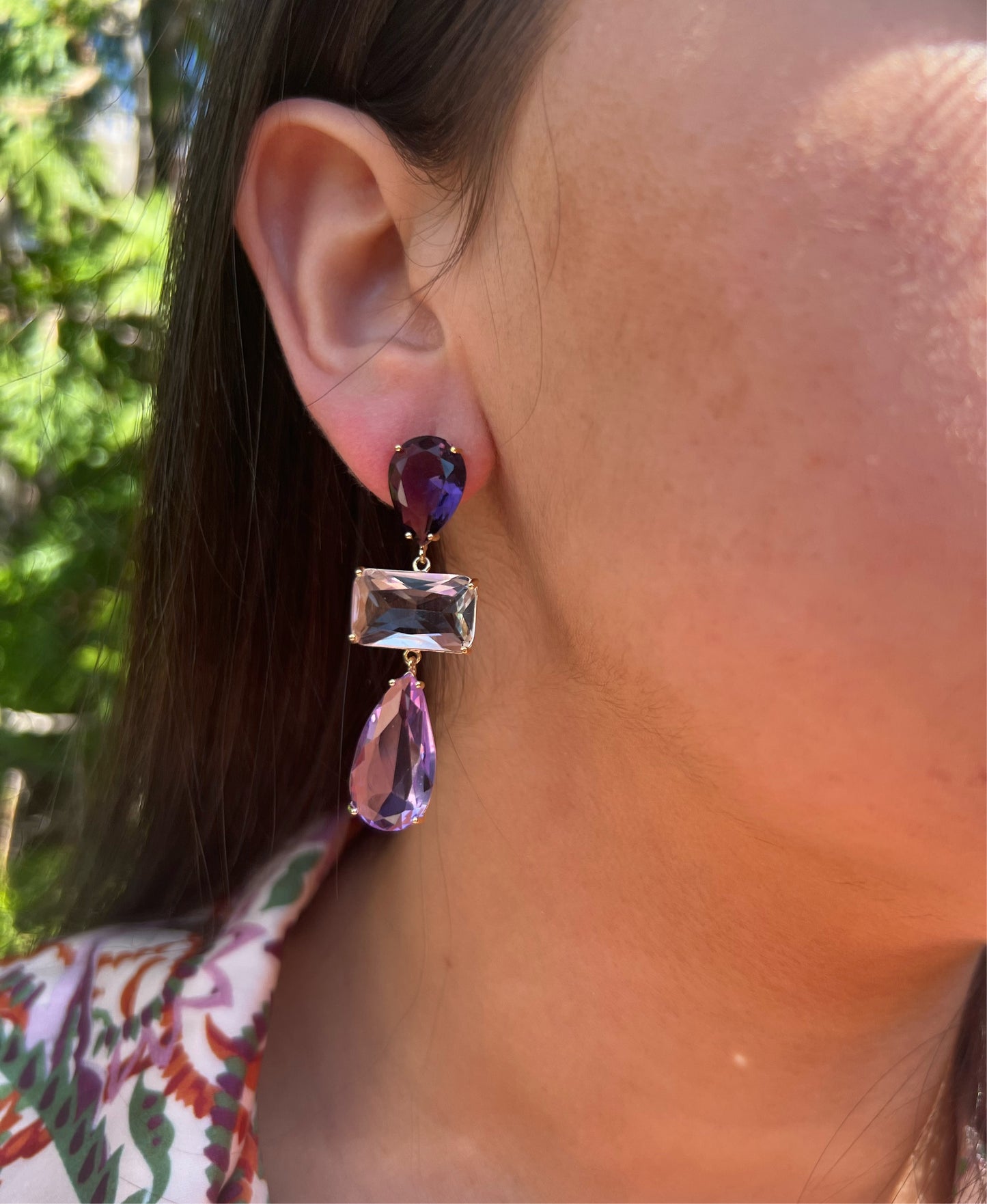 Purple Stoned Earrings