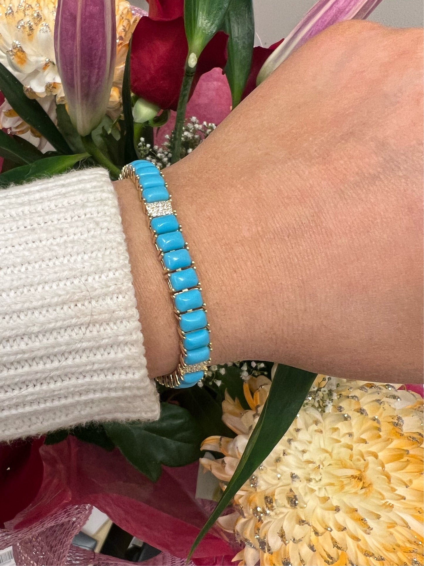 Squared Turquoise Tennis Bracelet