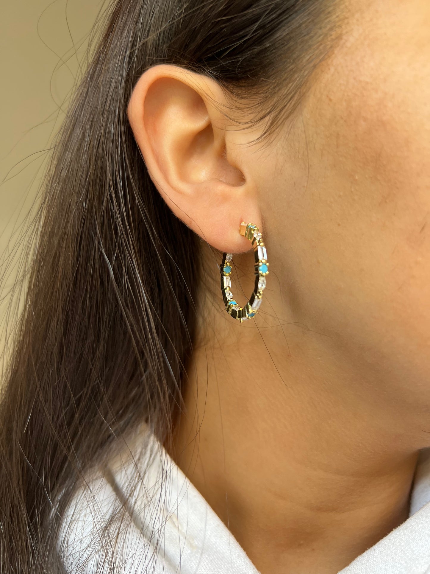 Separated Turquoise Hoop Earrings