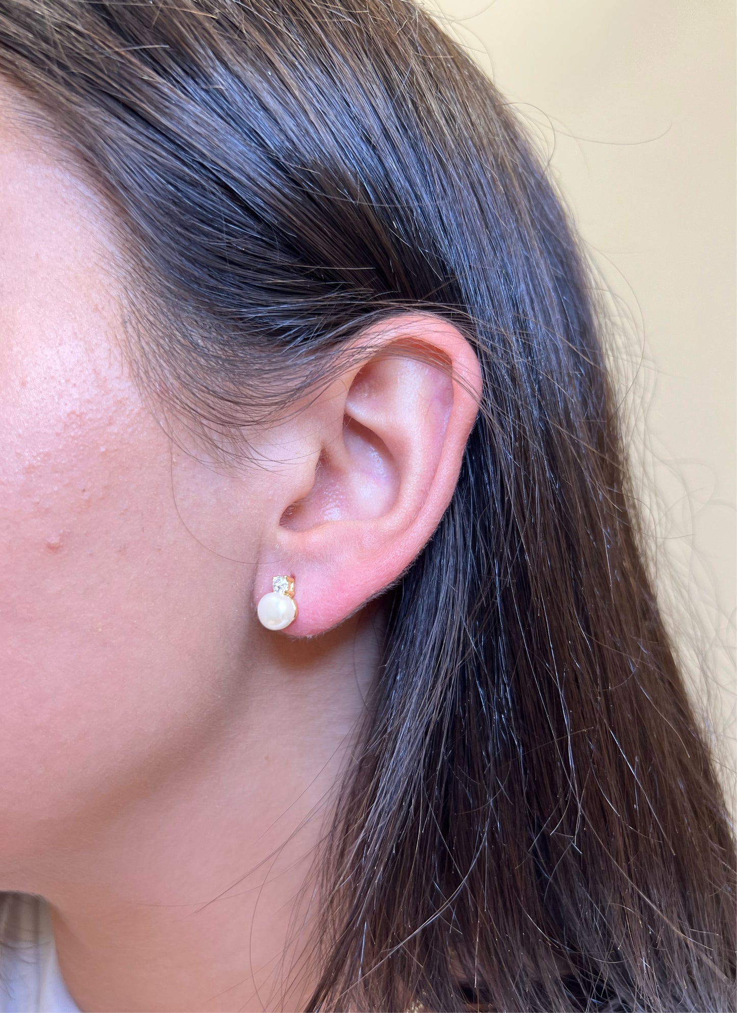 Pearl X CZ Stud Earrings