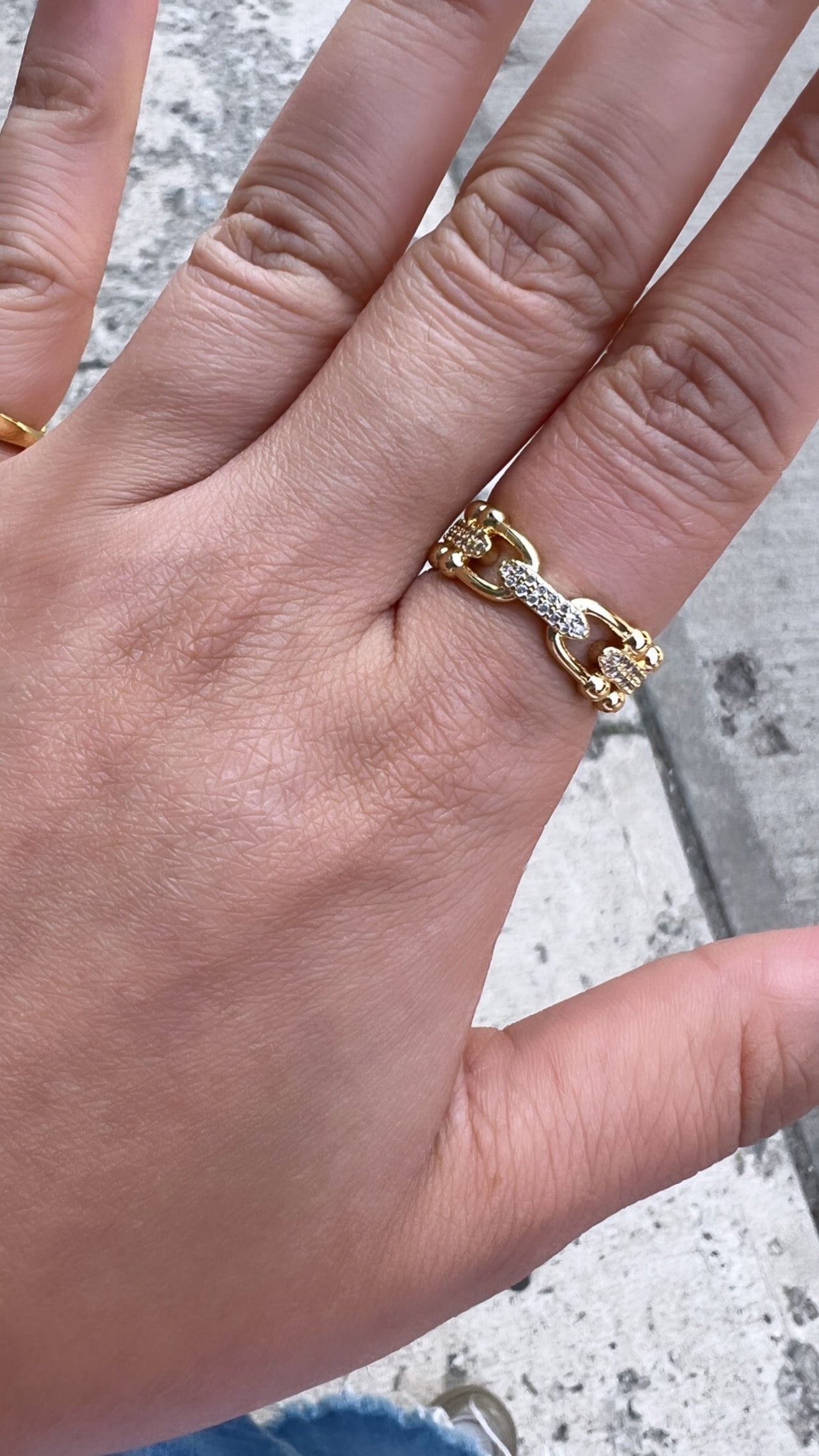 Gold Chain Ring With CZ