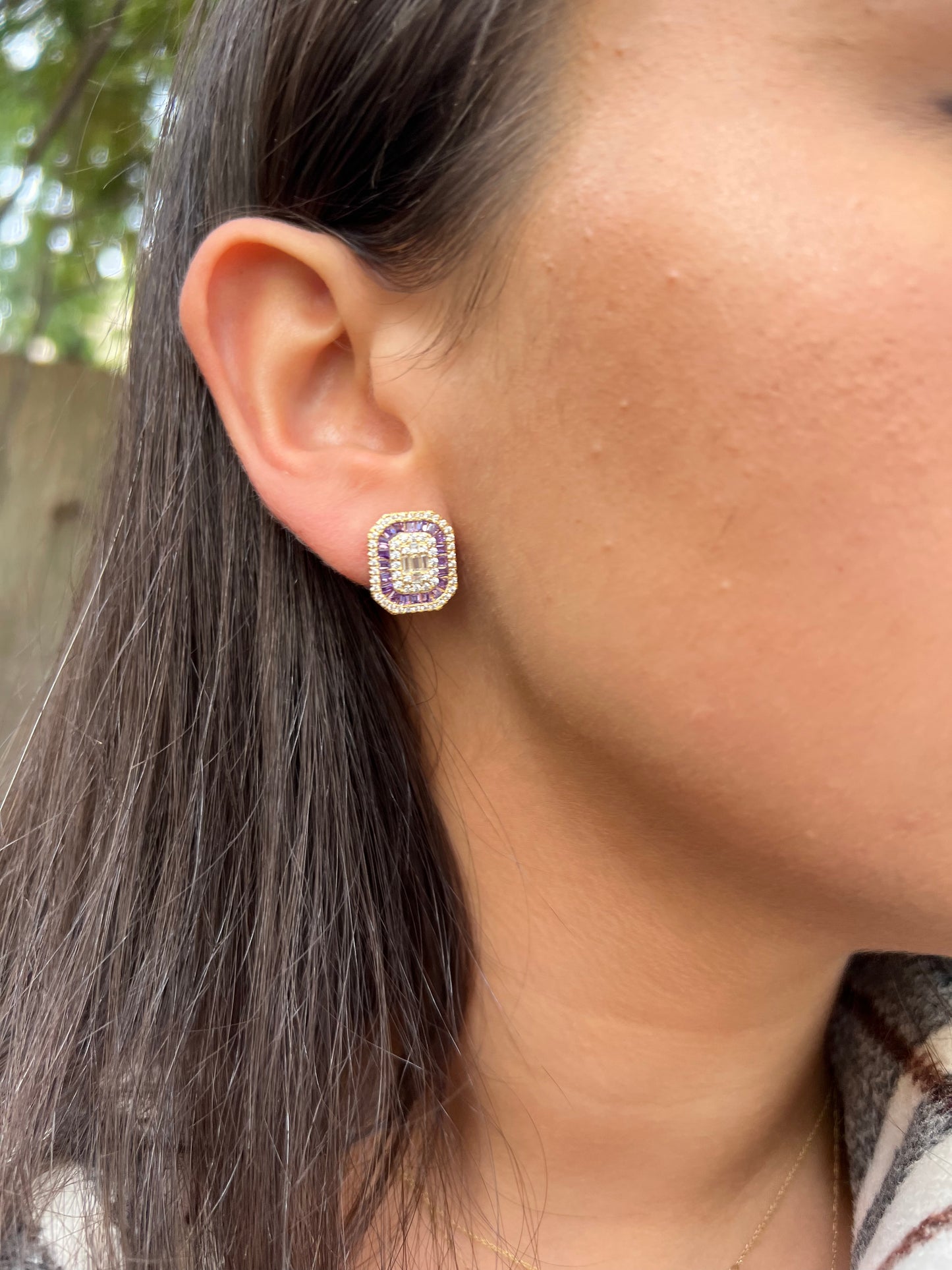 Squared Center Colored Earrings