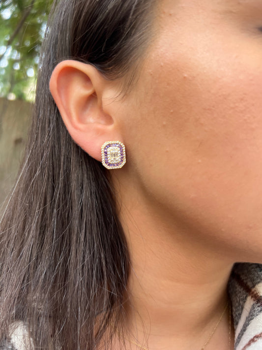 Squared Center Colored Earrings