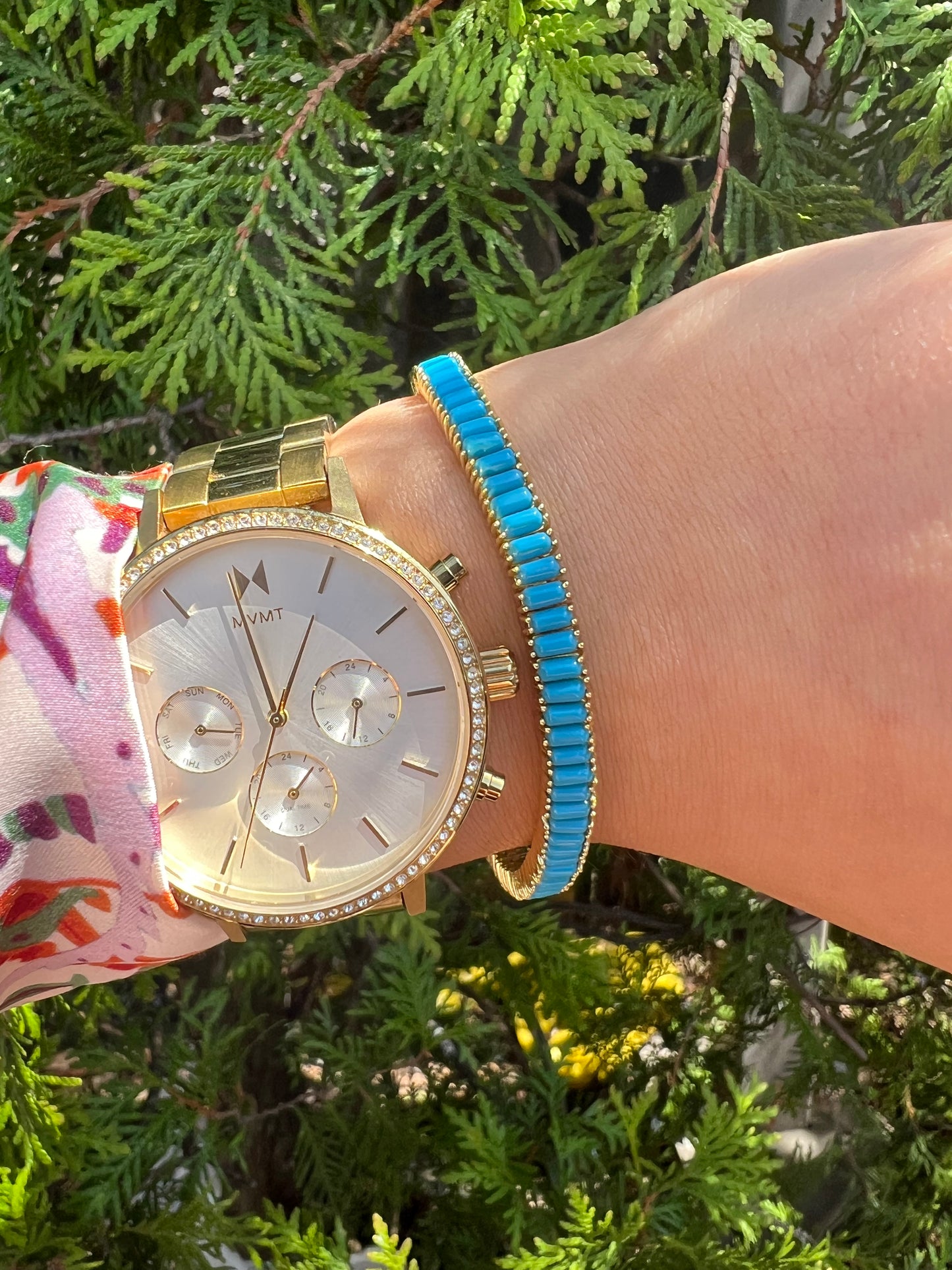 Layered Turquoise Tennis Bracelet