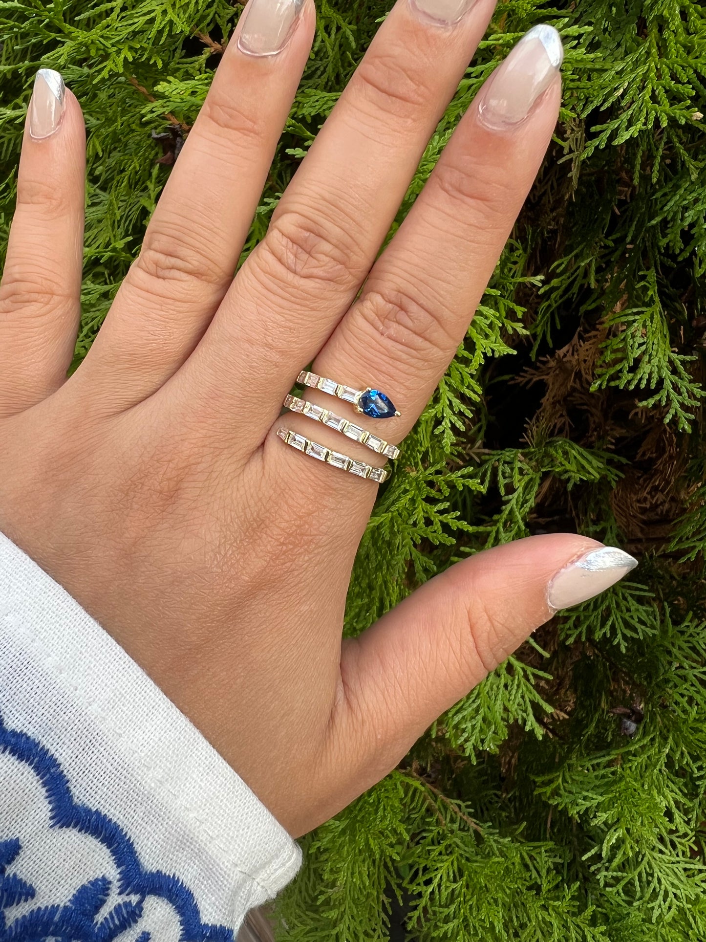 Spiral Ring with Blue Sapphire