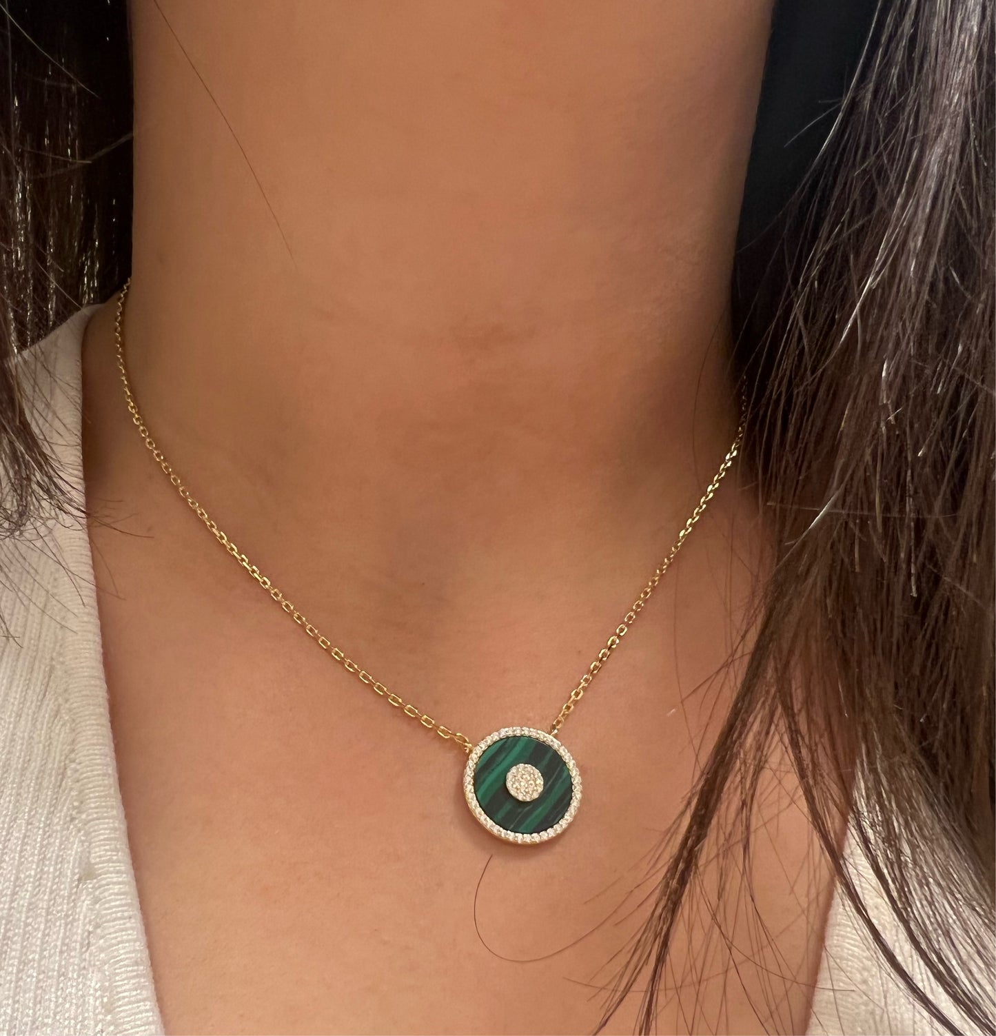 Green double Circle necklace