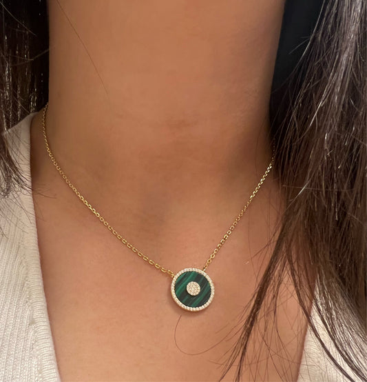 Green double Circle necklace