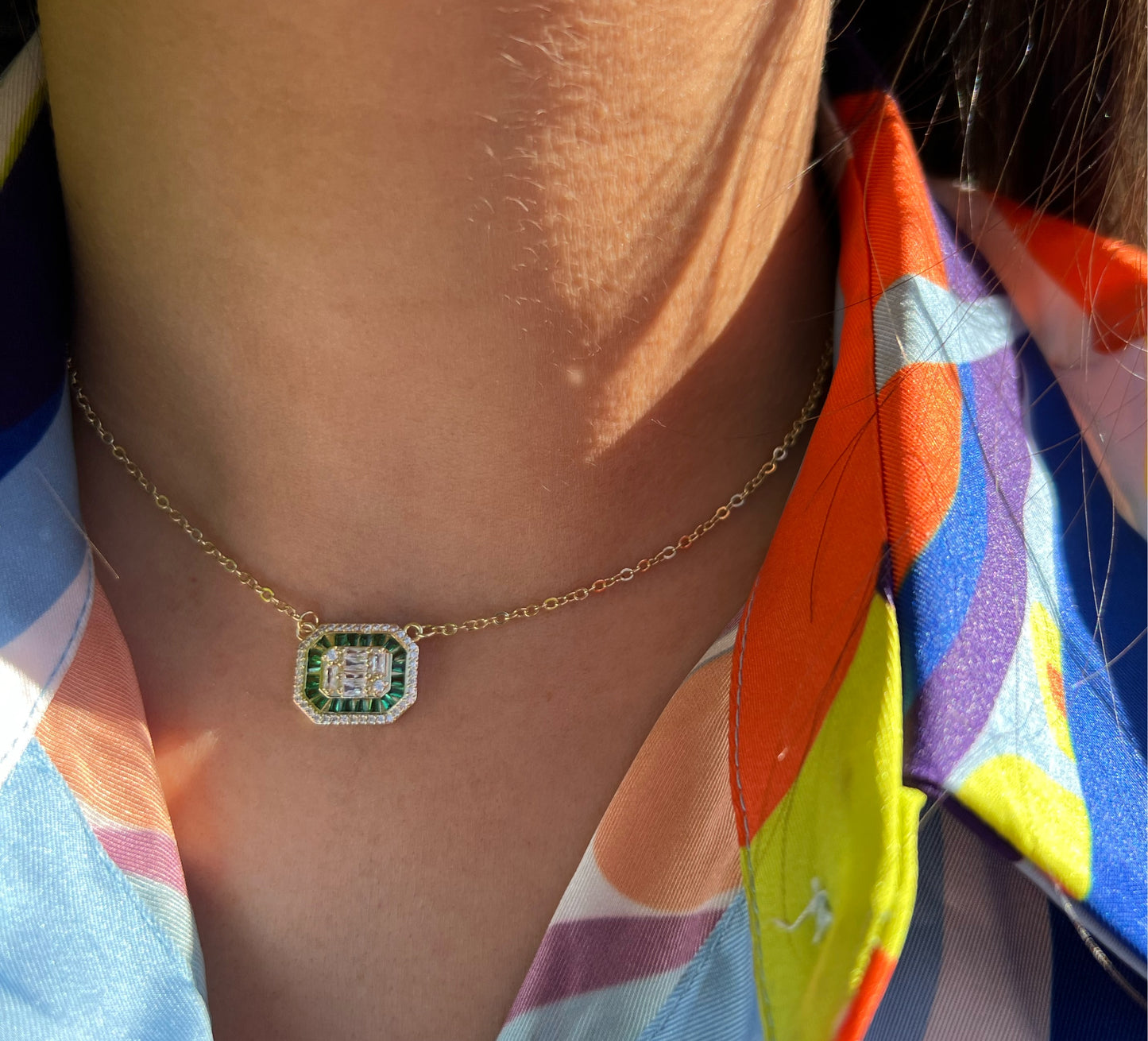 Squared Green Necklace