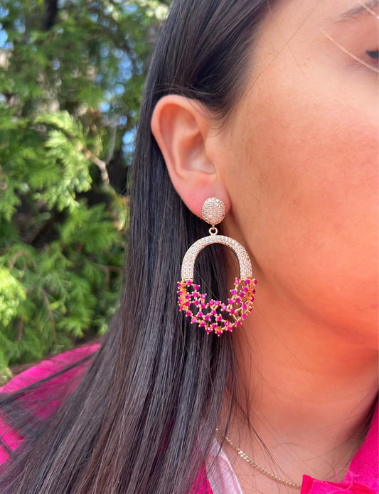 Pink and Gold CZ Earrings