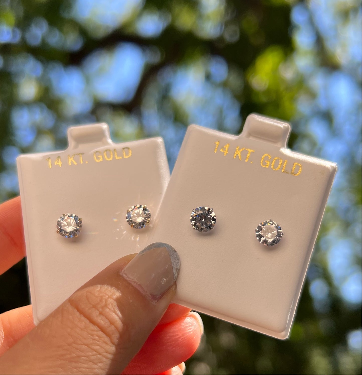 14KT 6MM CZ Stud Earrings