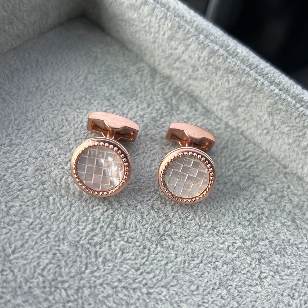 Rose gold pearl cufflinks