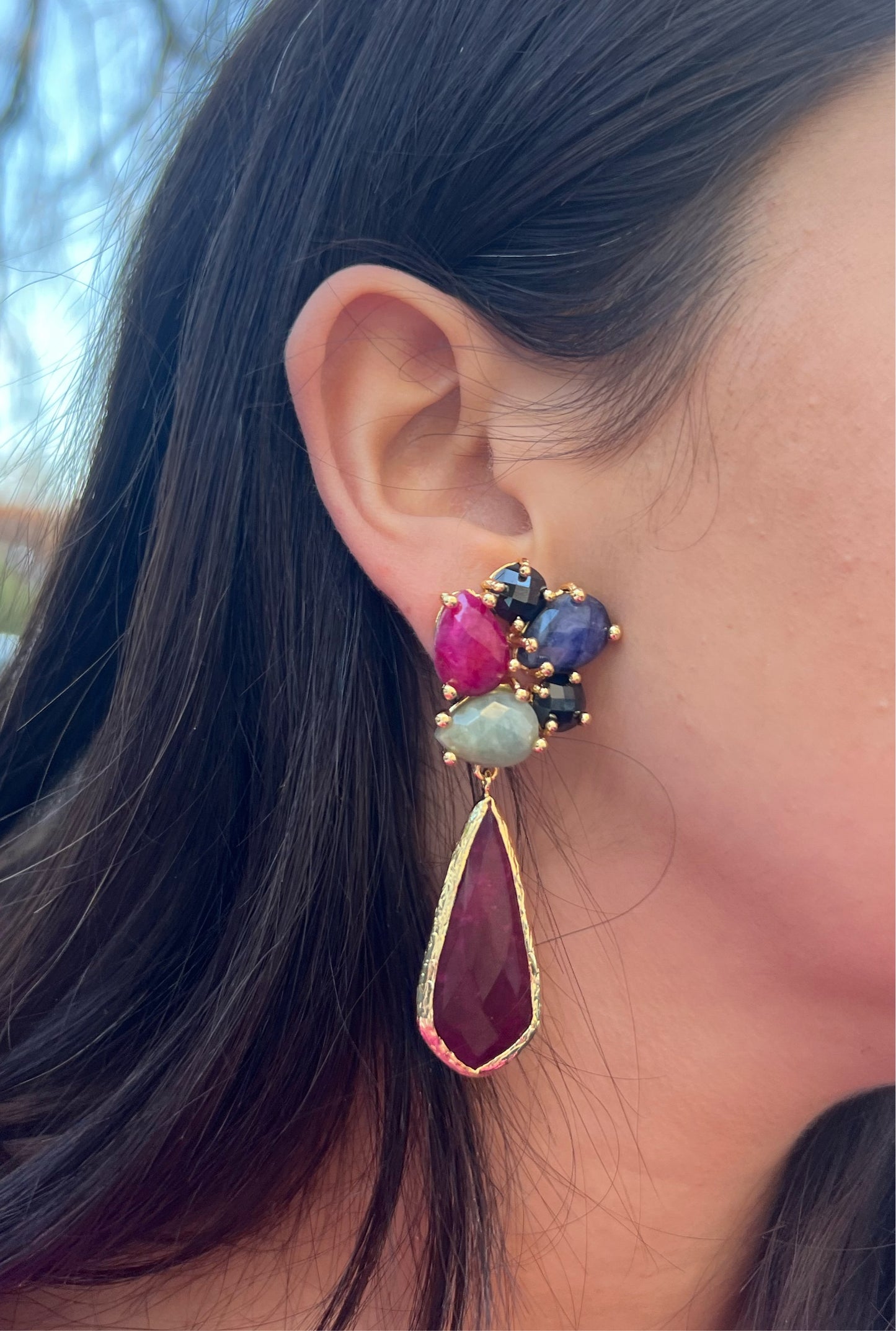 Ruby Clustered Stoned Earrings