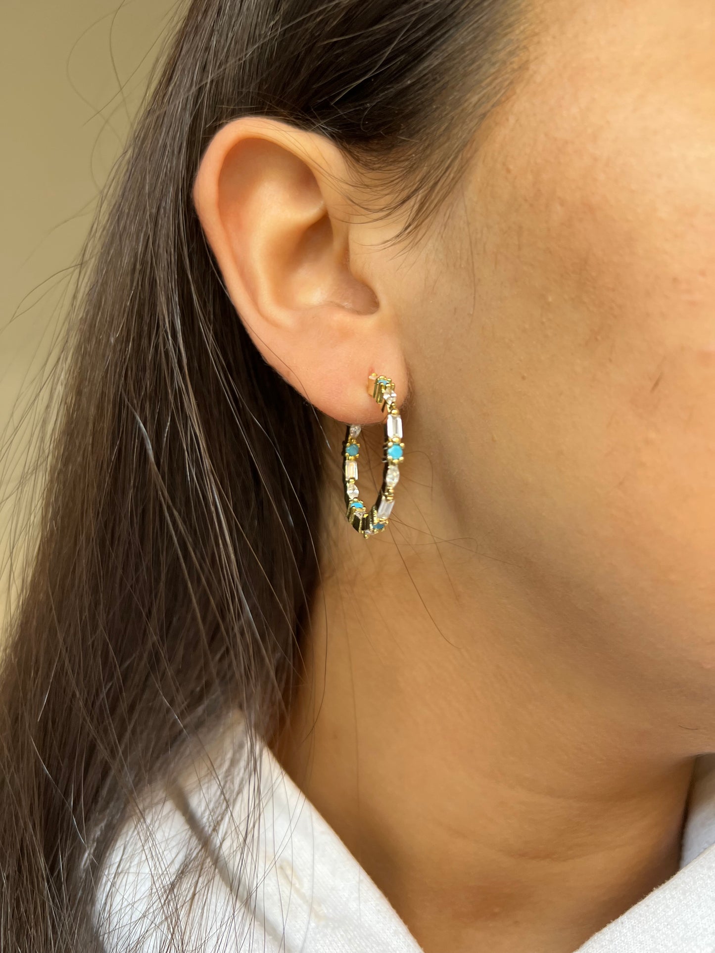 Separated Turquoise Hoop Earrings