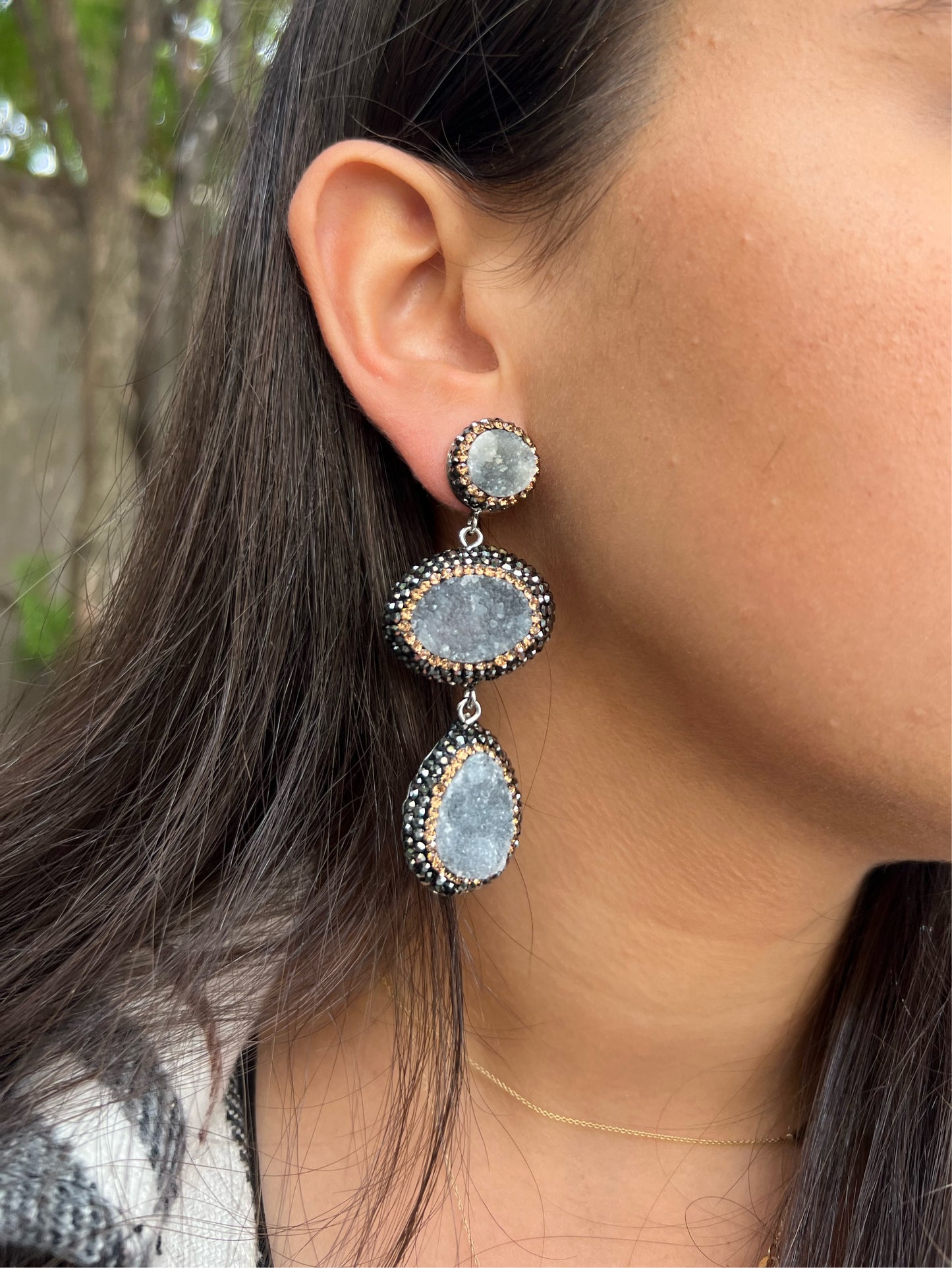 3 Drusy Drop Earrings