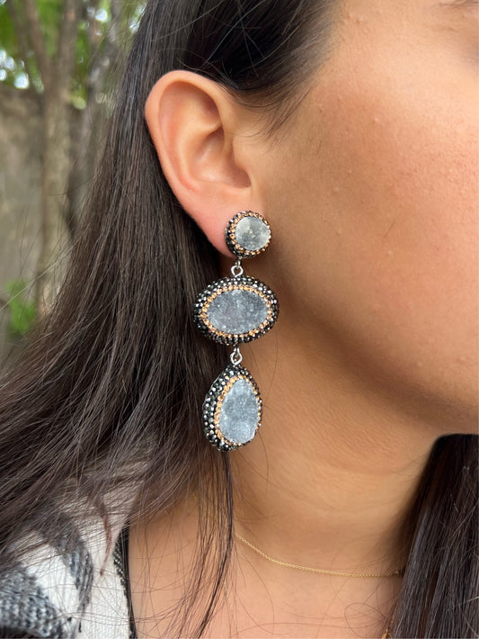 3 Drusy Drop Earrings