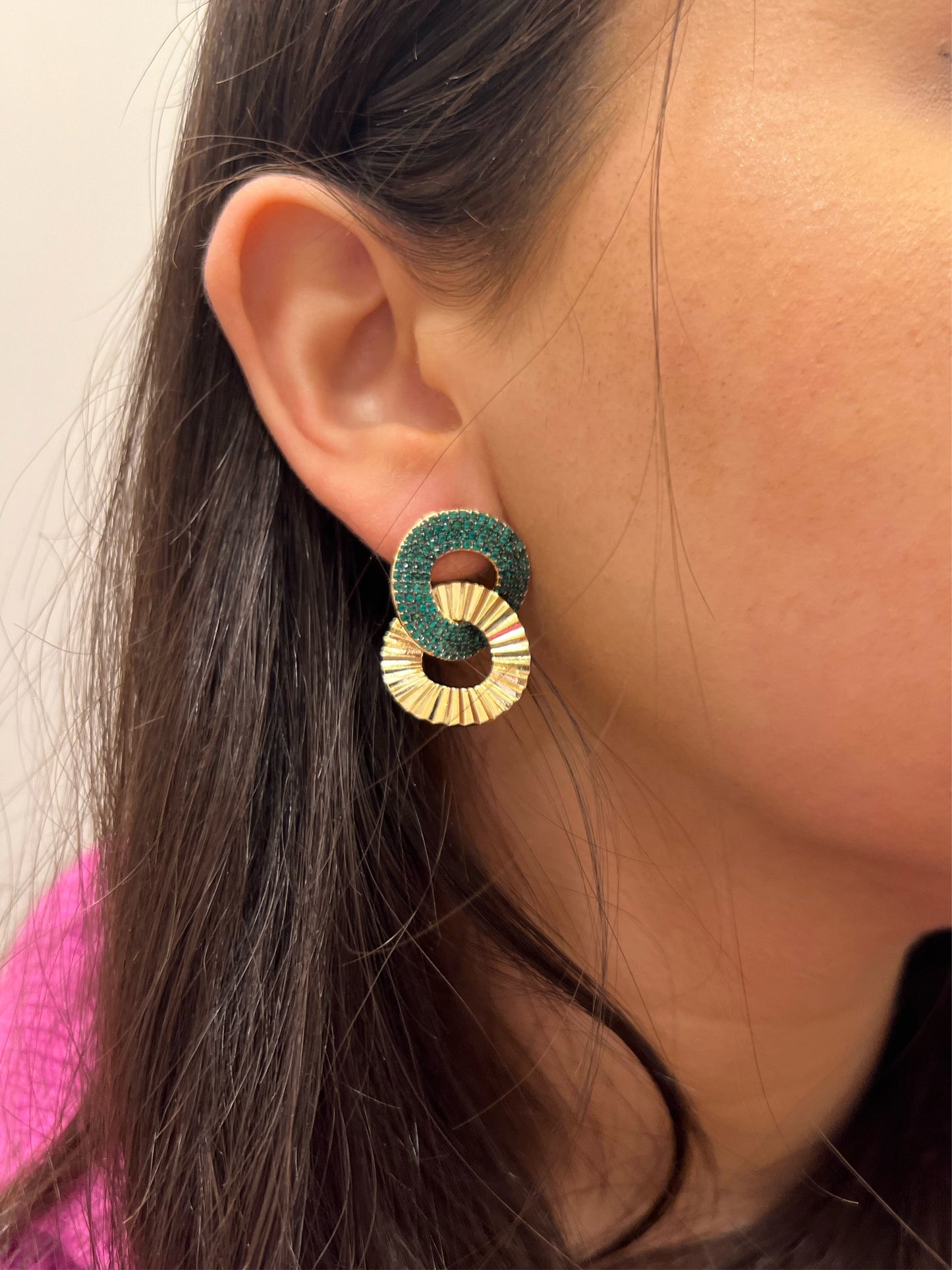 Double Green Round Dressy Earring