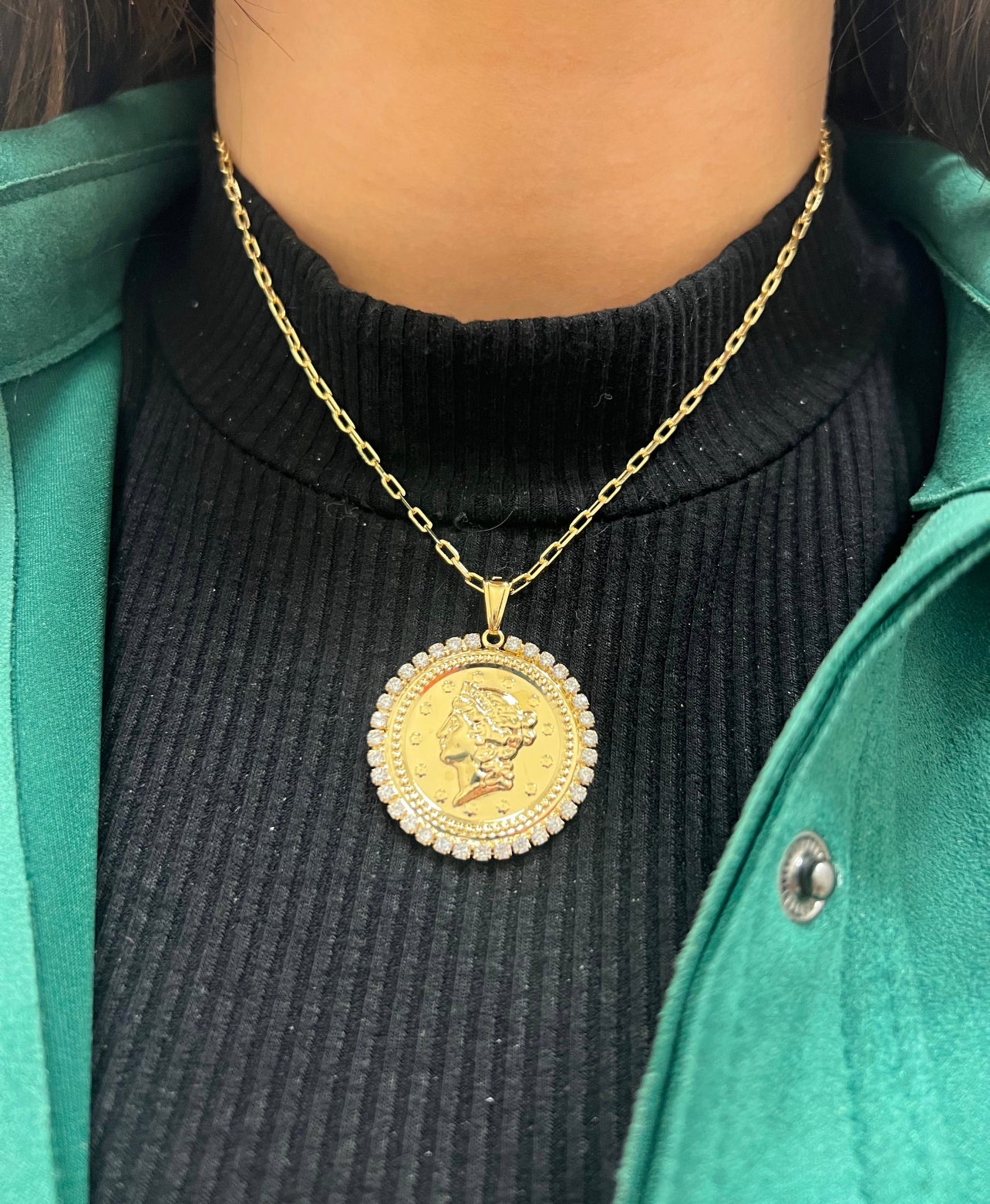 Coin X CZ Necklace