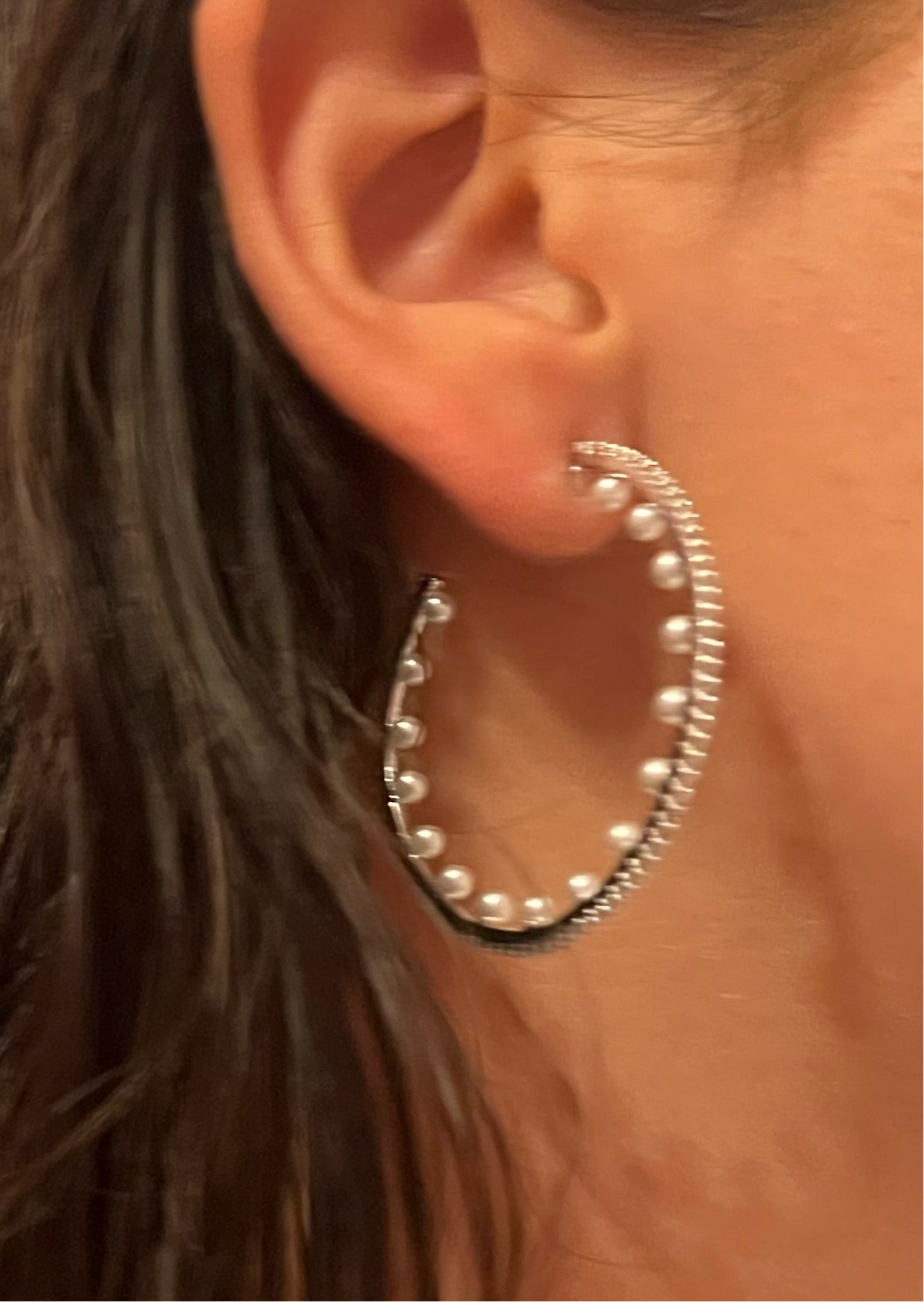 FUNKY Pearl X CZ Hoop Earrings