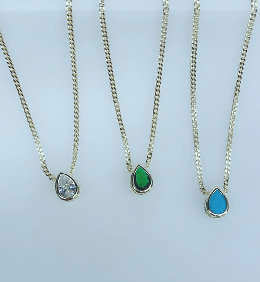 Teardrop Stone Colored Necklace