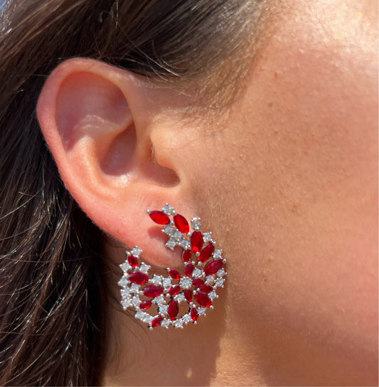 Ruby Red CZ Earrings