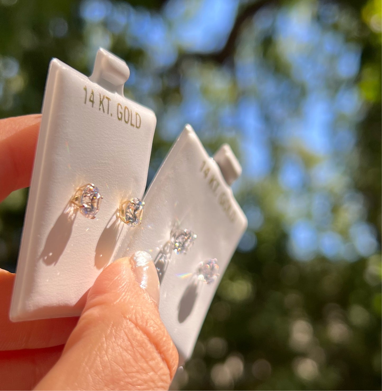 14KT 6MM CZ Stud Earrings