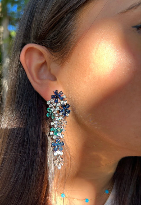 Blue Stoned Hanging Earrings