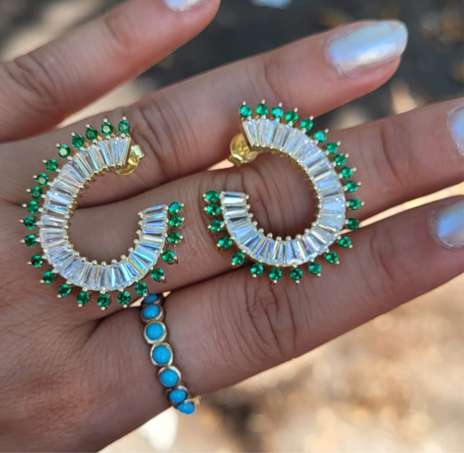 Emerald Green Spiked Earrings