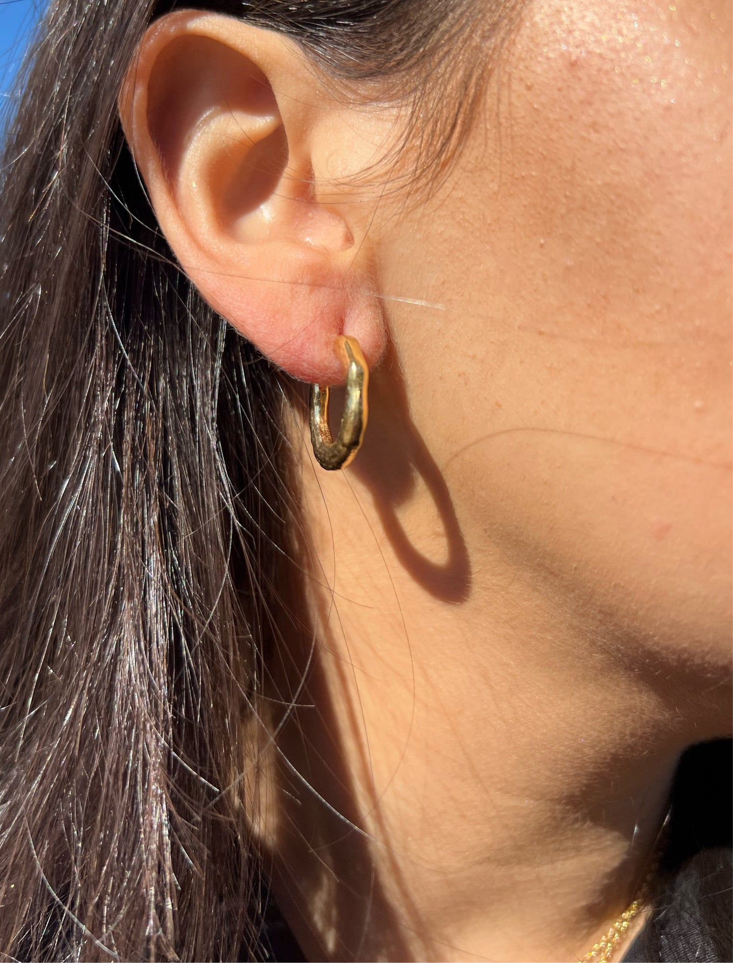 Hammered Mini Hoop Earring