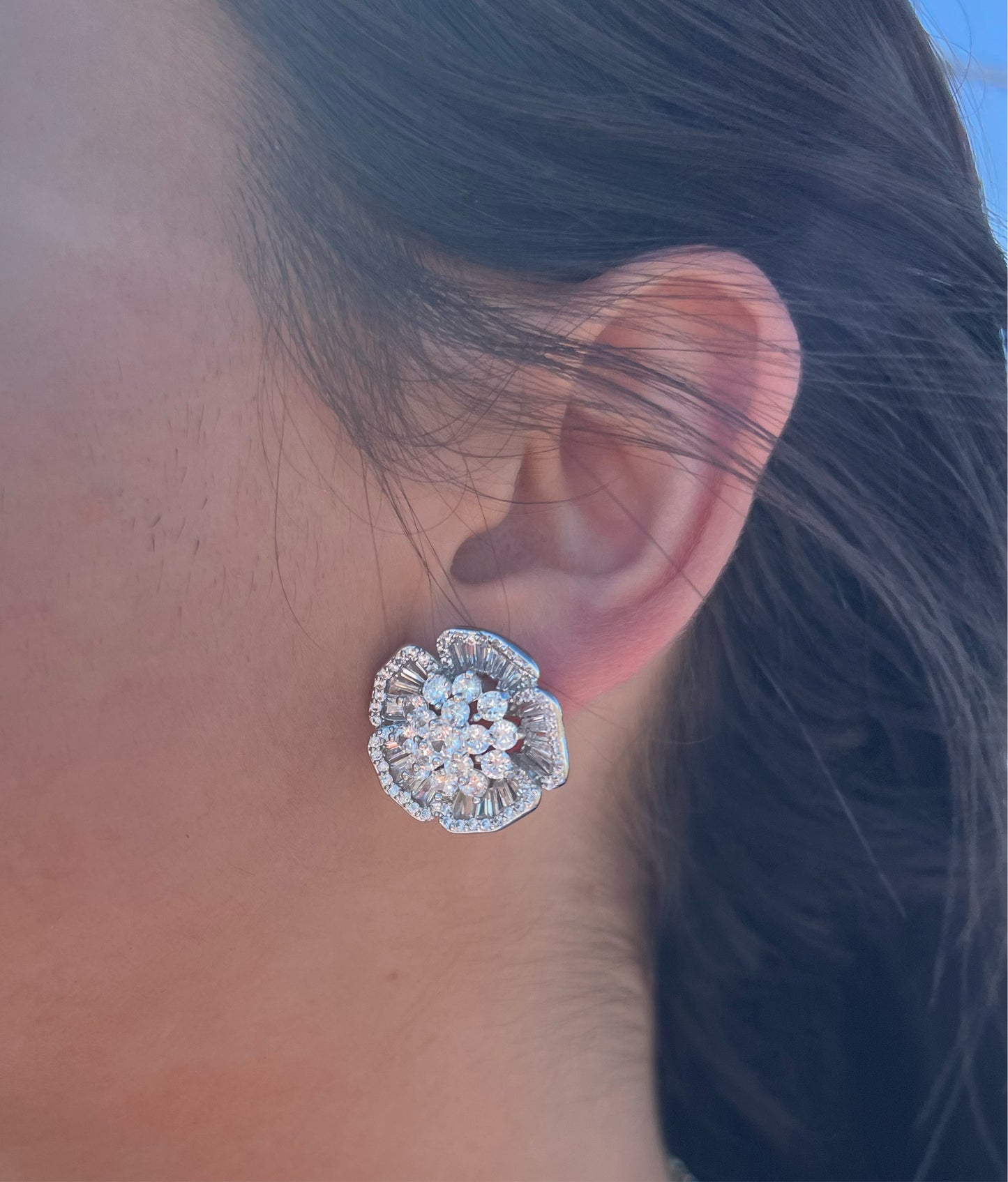 Flower n CZ Earrings