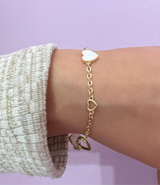 Open heart and Pearl Bracelet