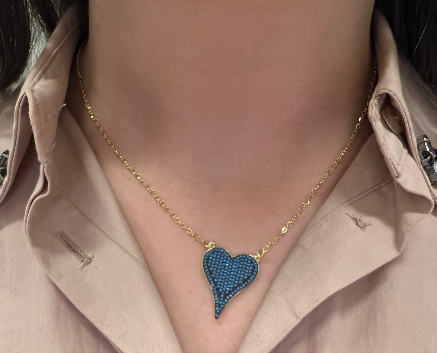 Turquoise mini heart necklace