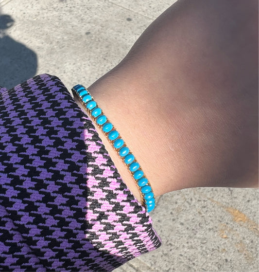 Oval Turquoise Tennis Bracelet