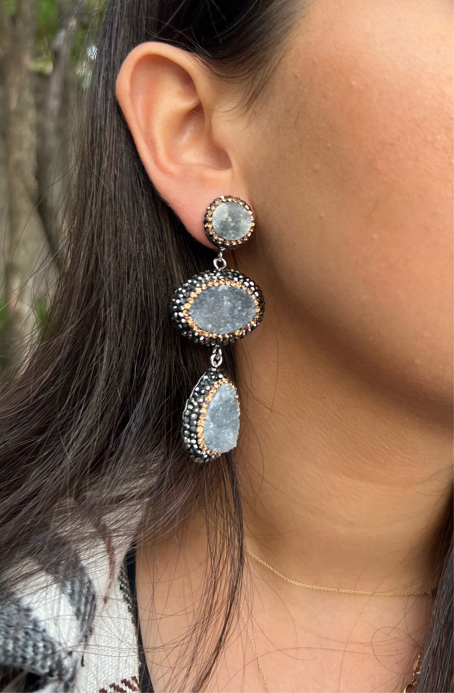 3 Drusy Drop Earrings