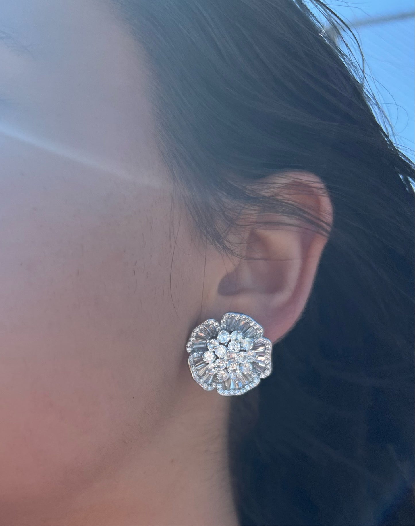 Flower n CZ Earrings