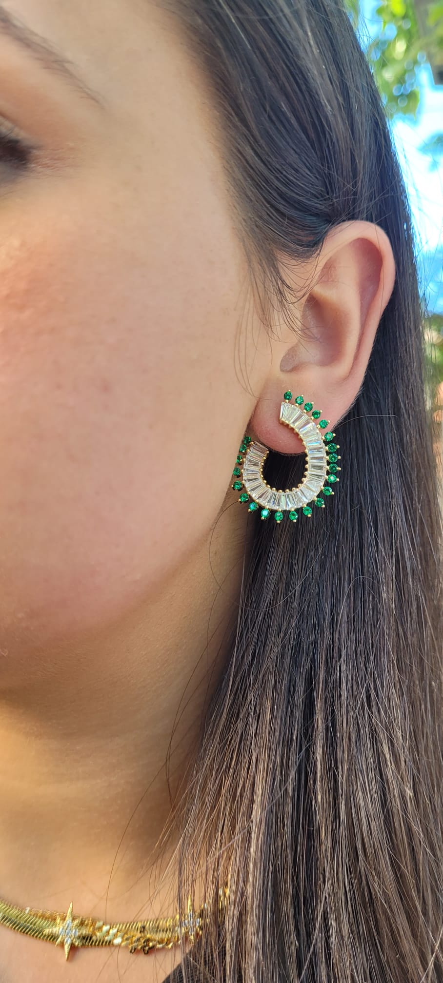 Emerald Green Spiked Earrings