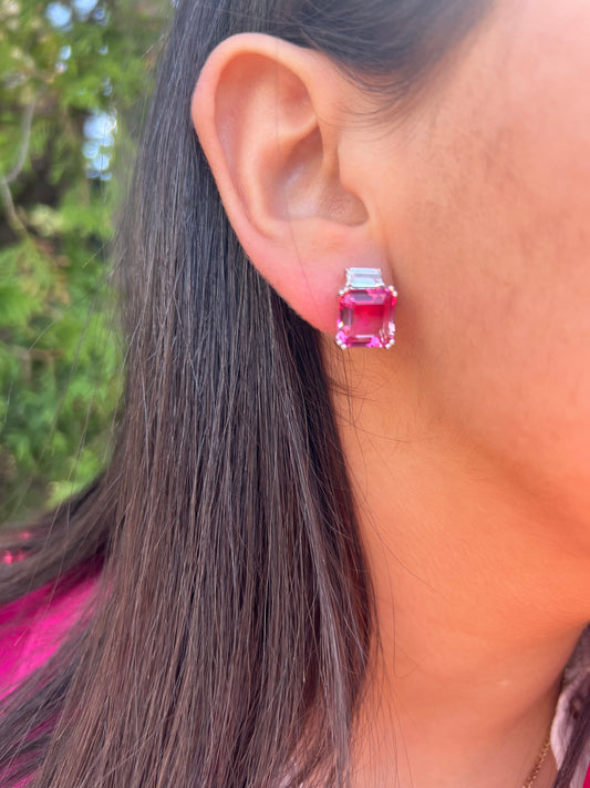 Pink Squared Rich Earrings