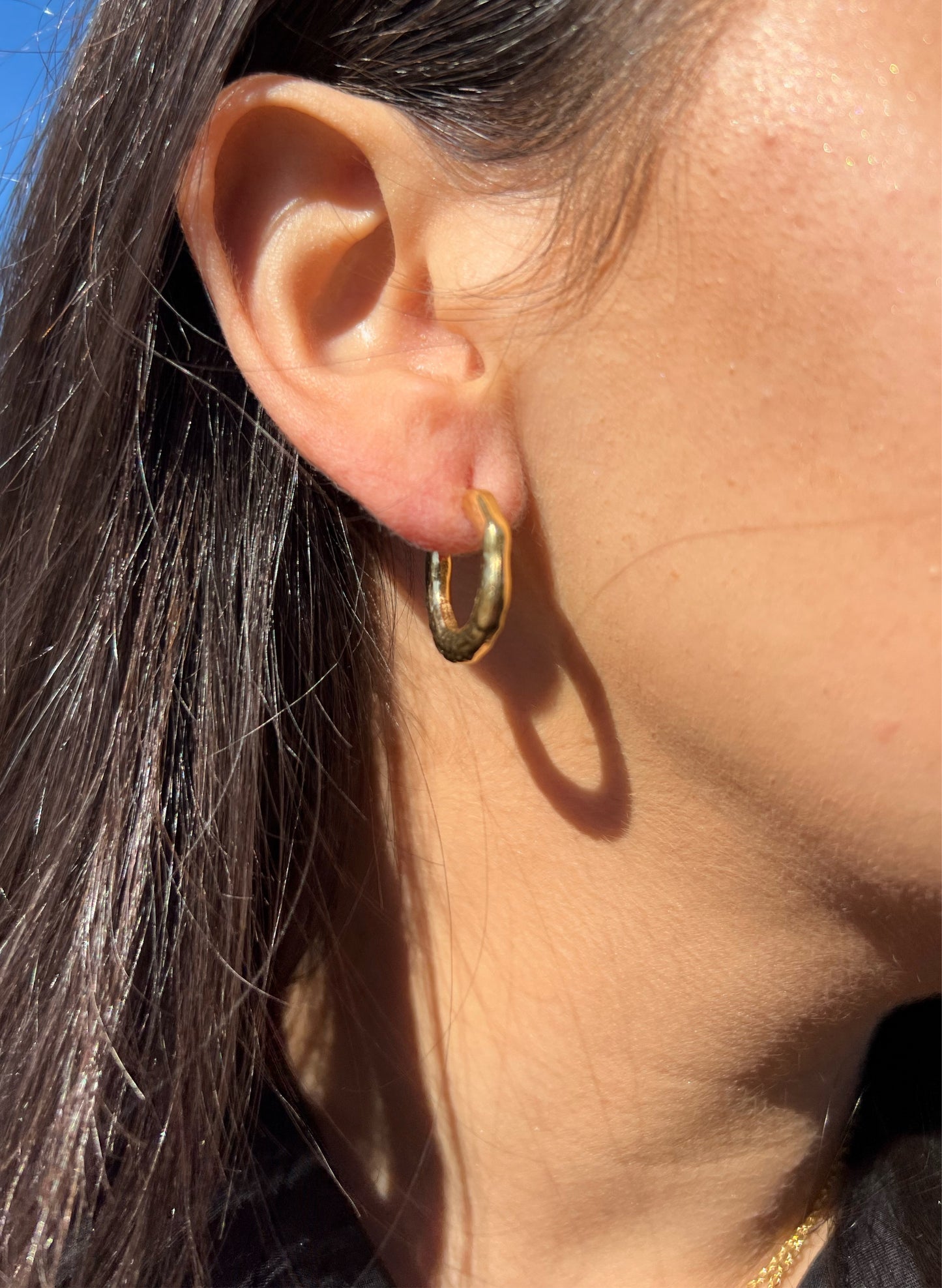 Hammered Mini Hoop Earring